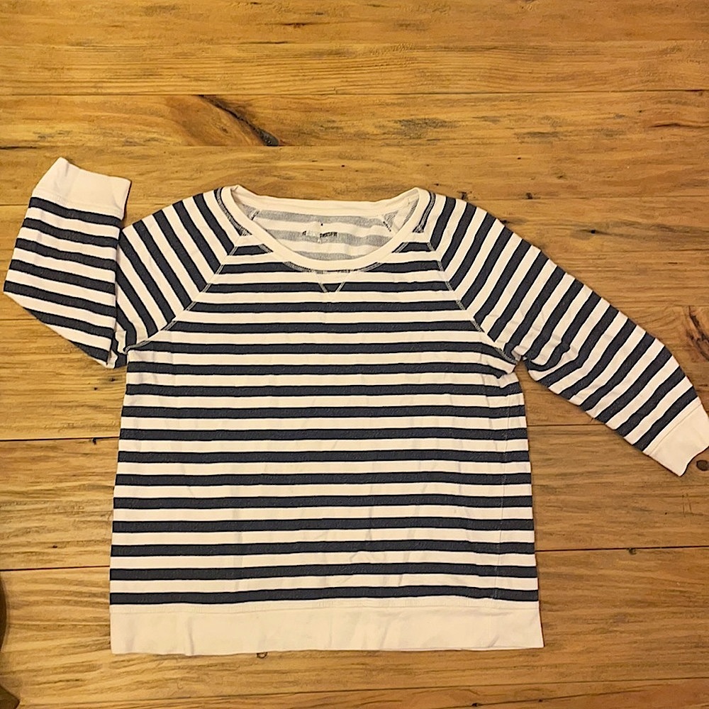 Petite Large Striped Sweatshirt